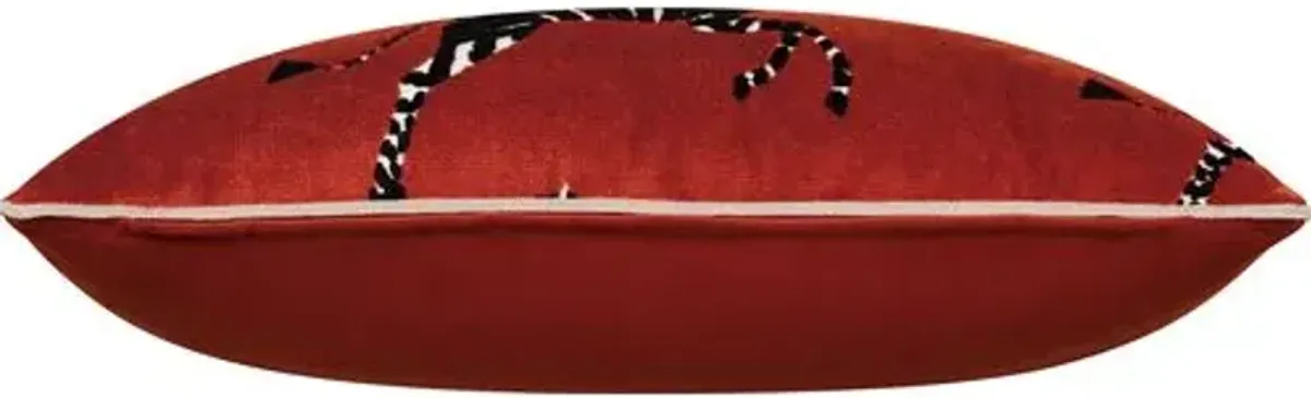 Kona Zebra Velvet Lumbar Pillow - Red