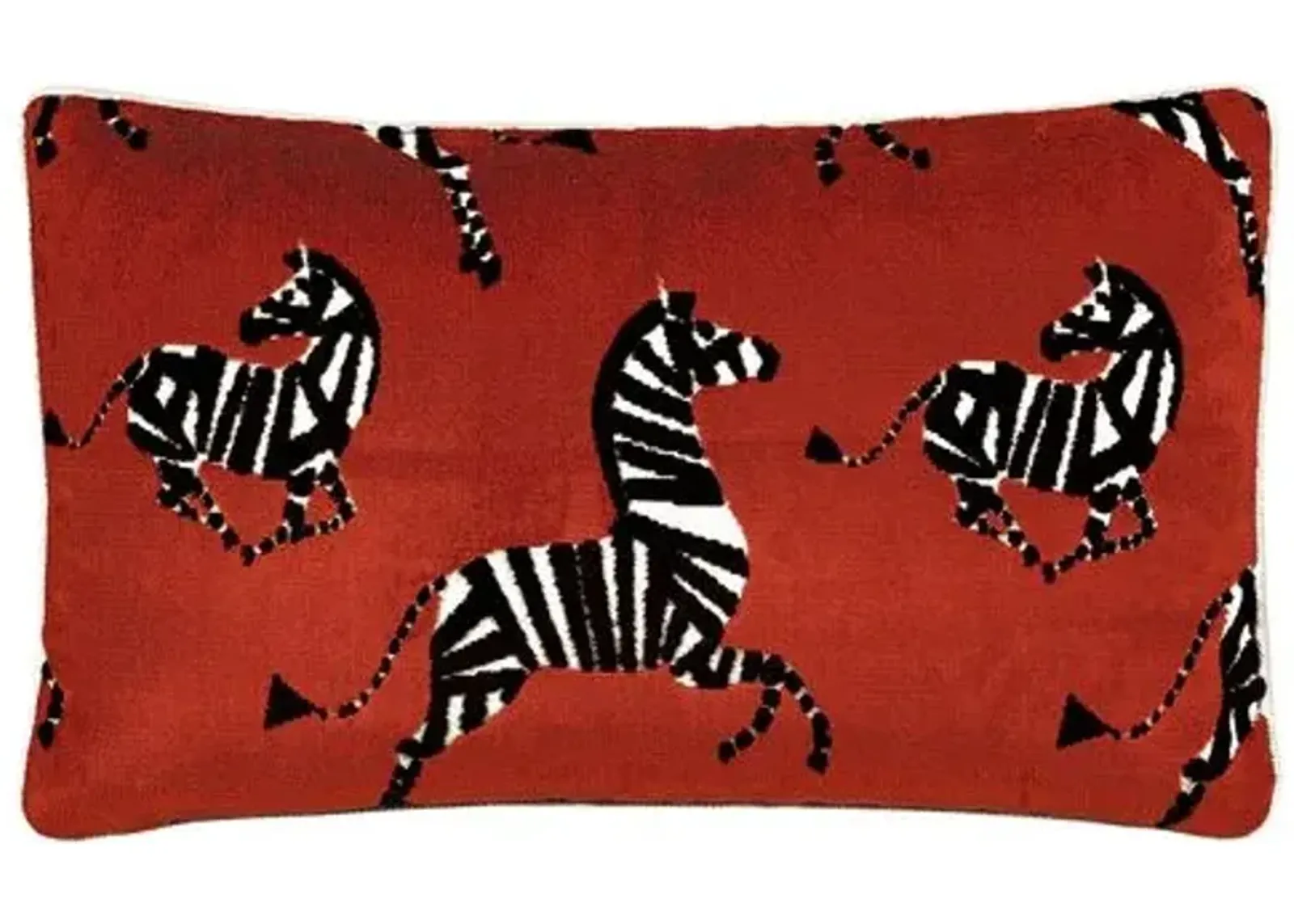 Kona Zebra Velvet Lumbar Pillow - Red