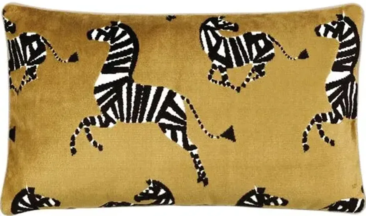Kona Zebra Velvet Lumbar Pillow - Gold