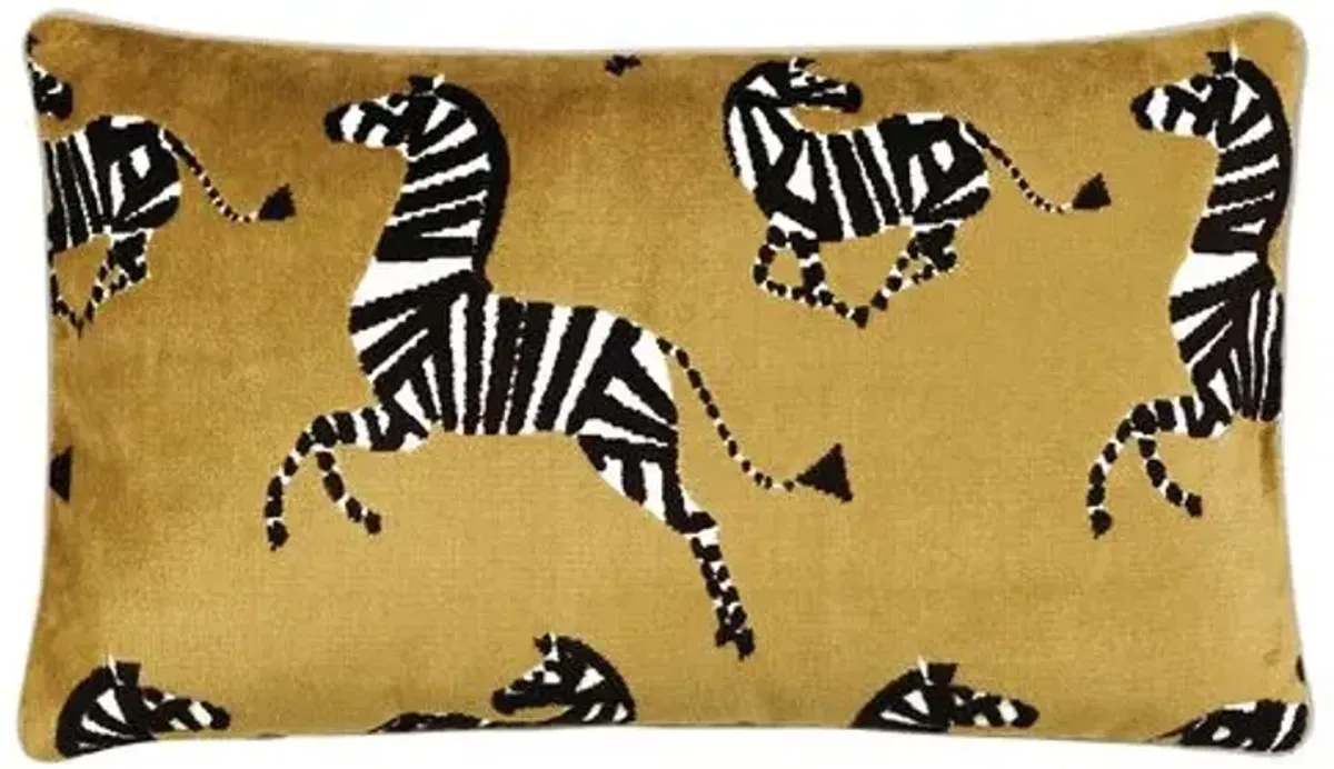 Kona Zebra Velvet Lumbar Pillow - Gold