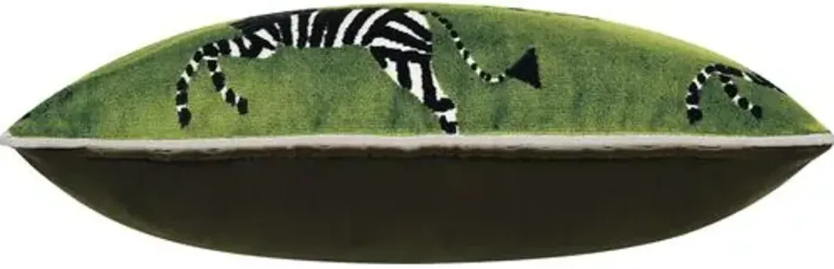 Kona Zebra Velvet Lumbar Pillow - Green