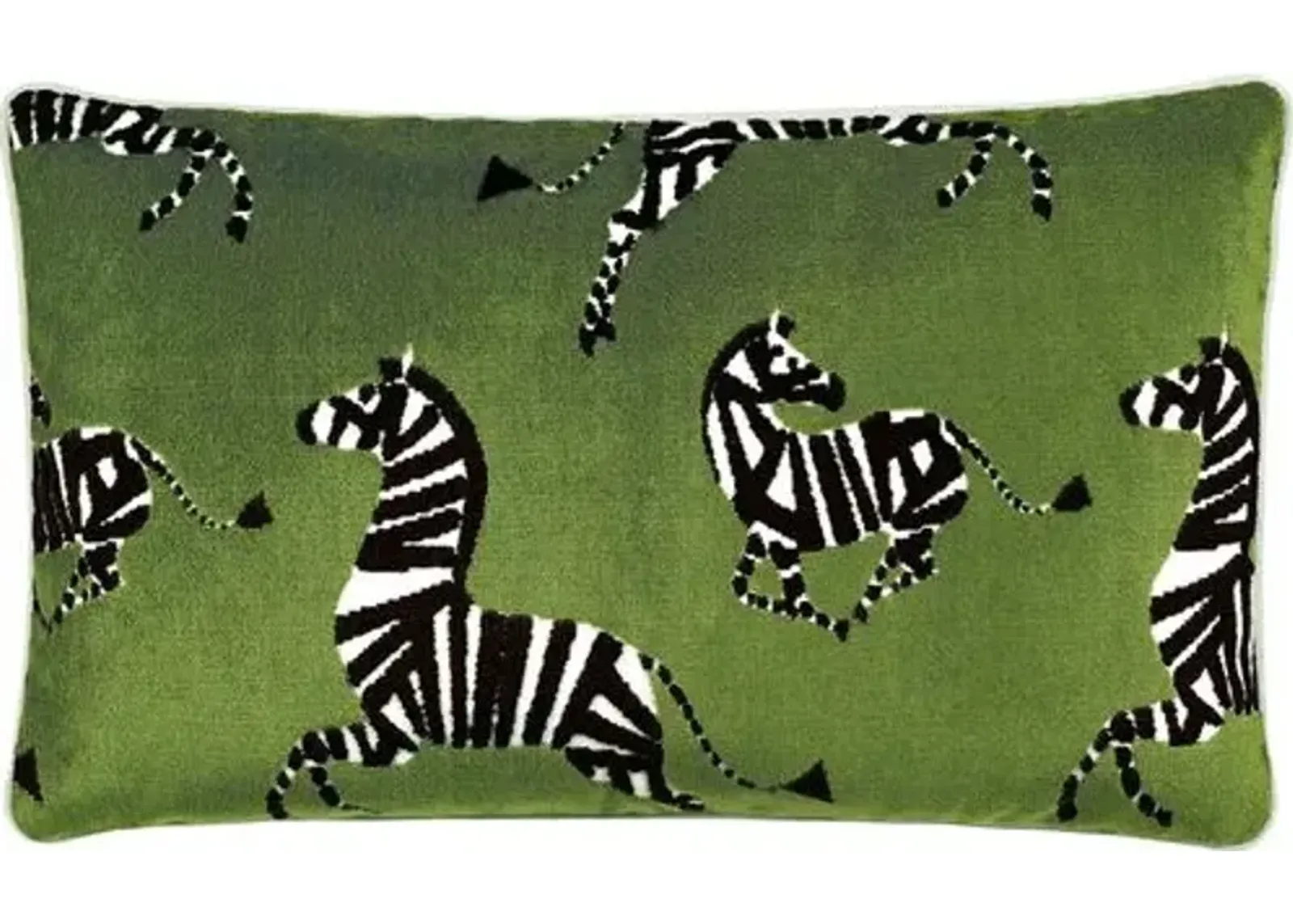 Kona Zebra Velvet Lumbar Pillow - Green