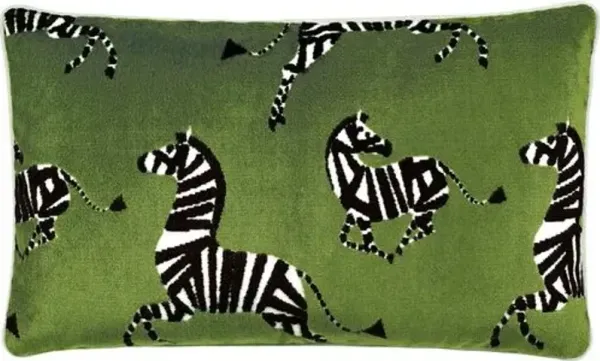 Kona Zebra Velvet Lumbar Pillow - Green