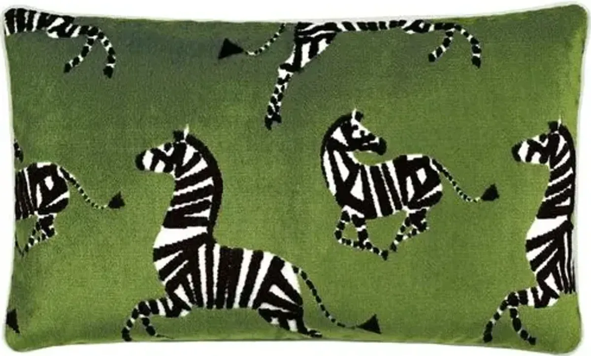 Kona Zebra Velvet Lumbar Pillow - Green