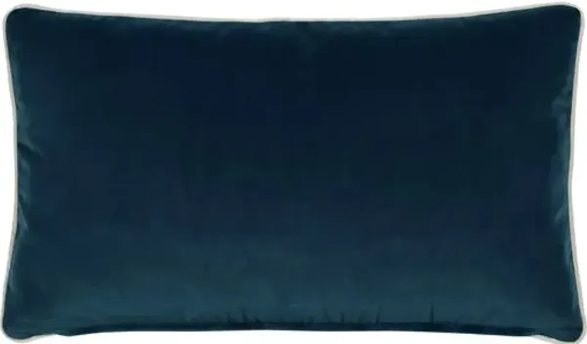 Kona Zebra Velvet Lumbar Pillow - Blue