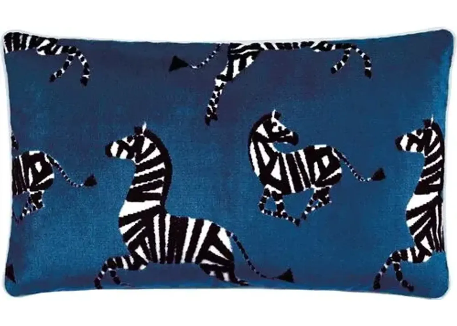 Kona Zebra Velvet Lumbar Pillow - Blue