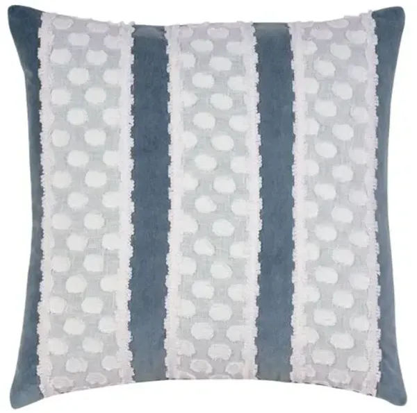 Lotty 20x20 Lace Pillow - Blue Denim/White