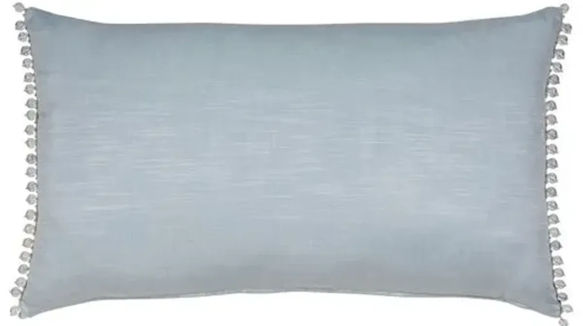 Lotty 15x26 Lace Stripe Lumbar Pillow - Blue Denim/White