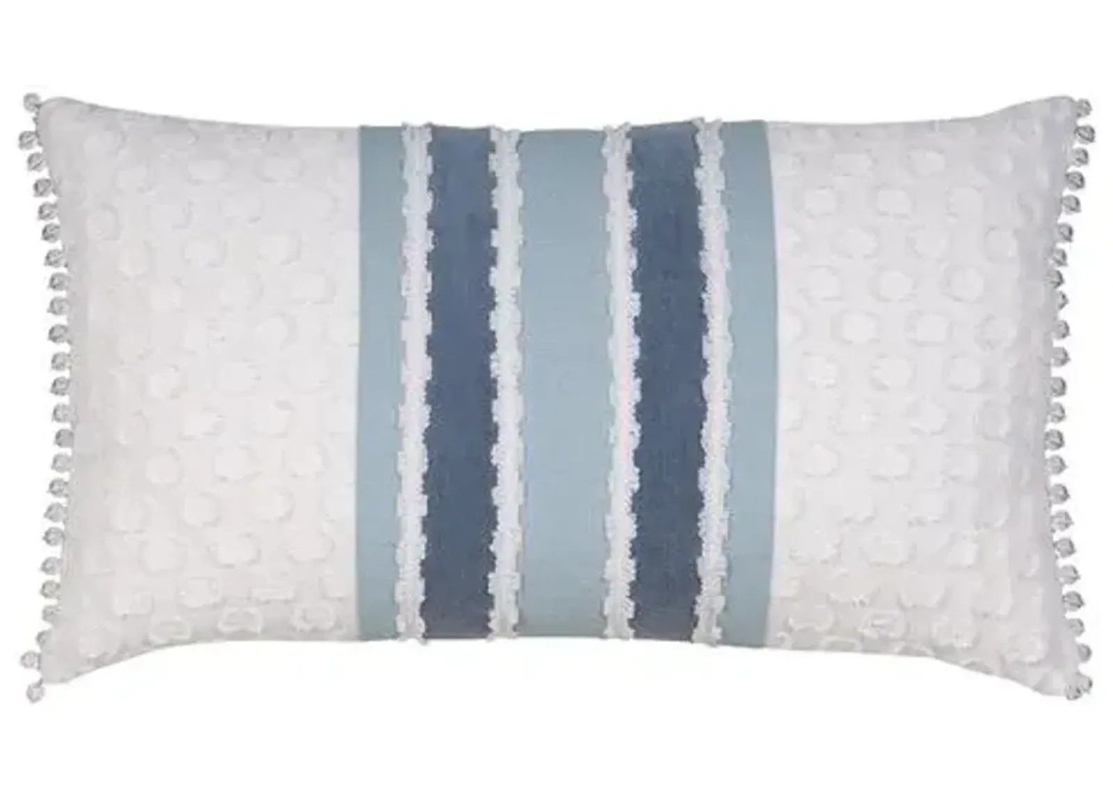 Lotty 15x26 Lace Stripe Lumbar Pillow - Blue Denim/White