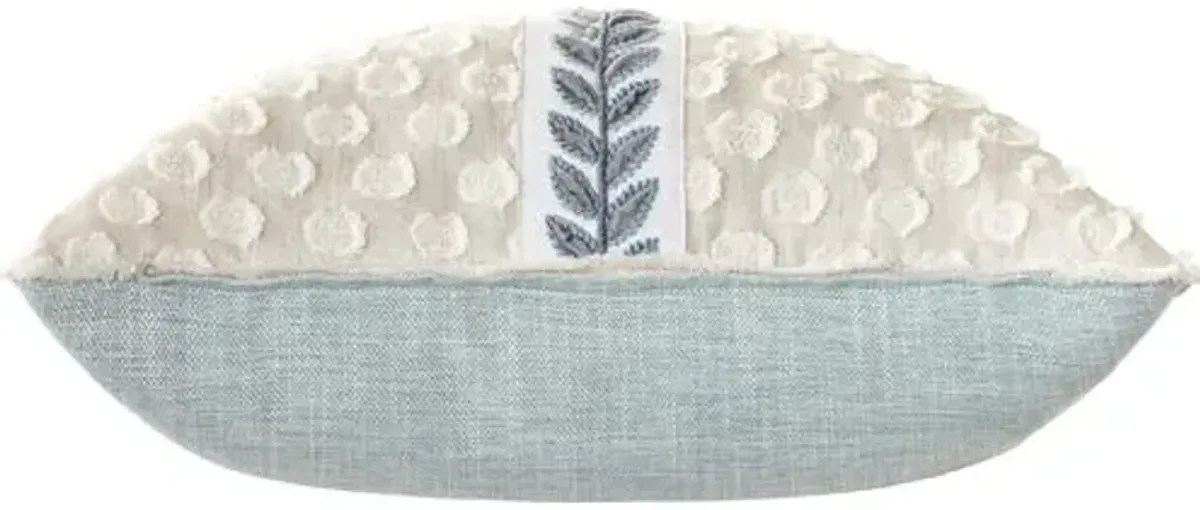 Lotty 20x20 Leaf Applique Pillow - Neutral/Blue