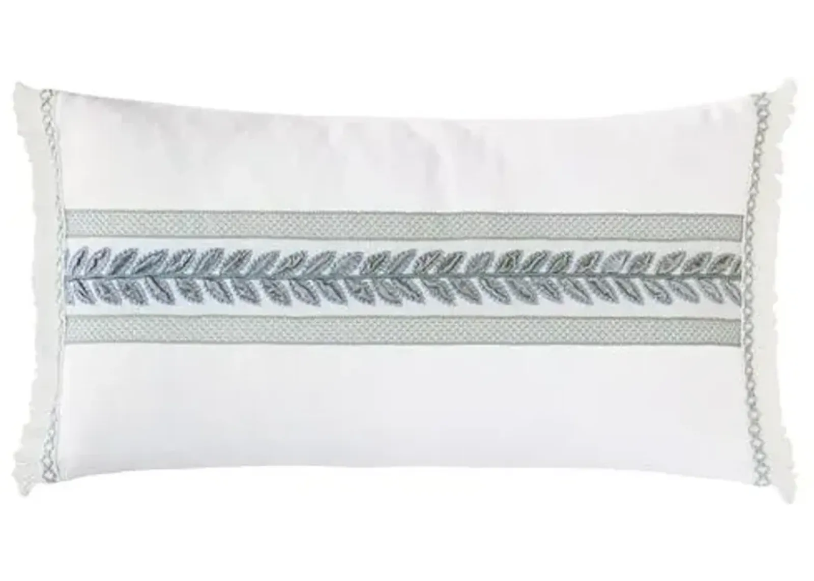 Lotty 15x26 Horizontal Leaf Lumbar Pillow - White/Blue