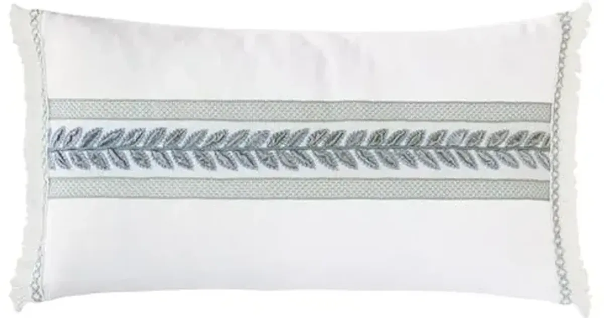 Lotty 15x26 Horizontal Leaf Lumbar Pillow - White/Blue