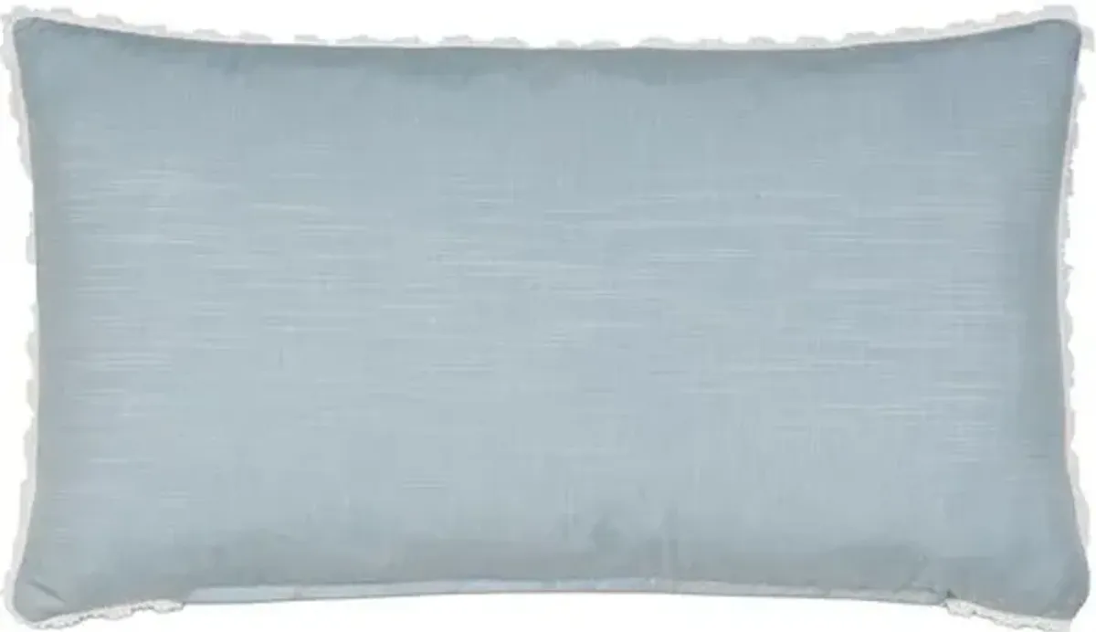 Lotty 13x22 Embroidered Leaf Lumbar Pillow - White/Blue