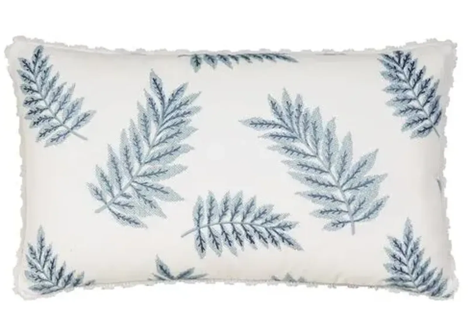 Lotty 13x22 Embroidered Leaf Lumbar Pillow - White/Blue