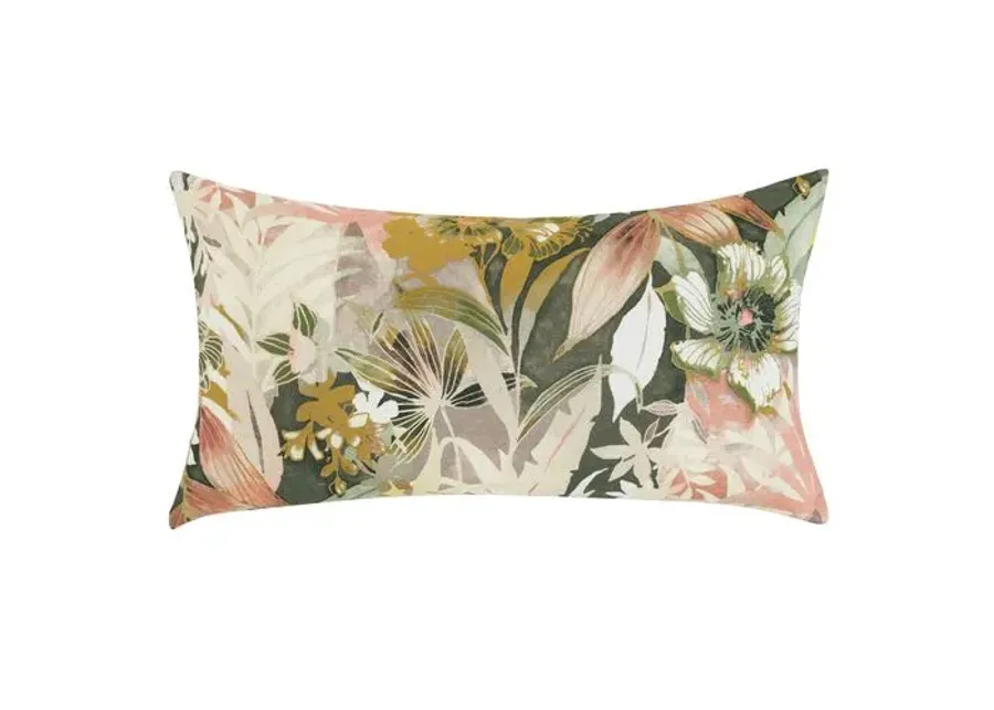 Meadow Floral Lumbar Pillow - Pink - Handcrafted