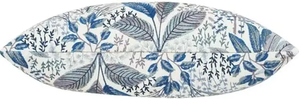 Botany 13x22 Embroidered Lumbar Pillow - Blue/White