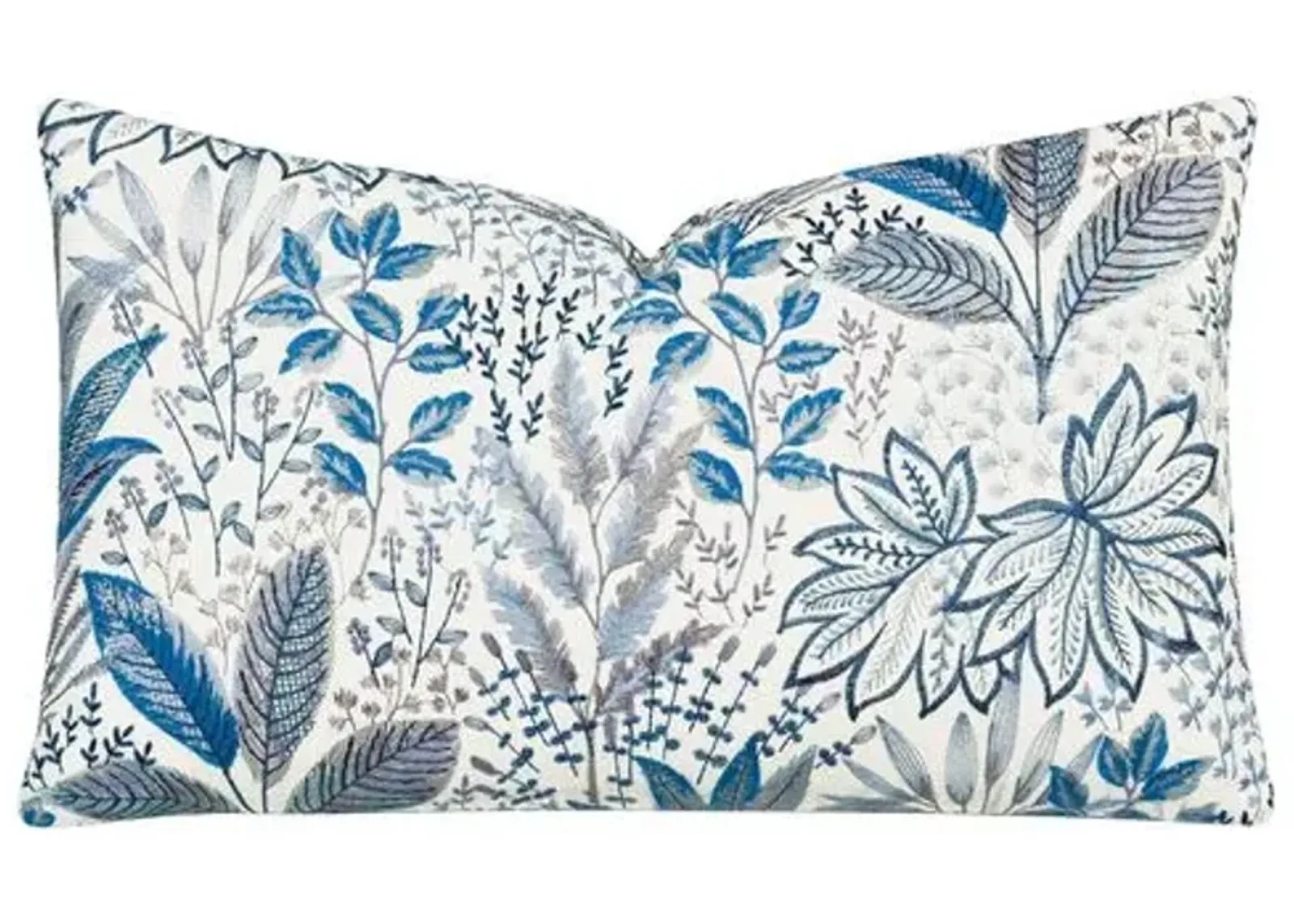 Botany 13x22 Embroidered Lumbar Pillow - Blue/White