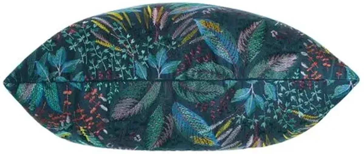 Botany Embroidered Pillow - Dusk Blue