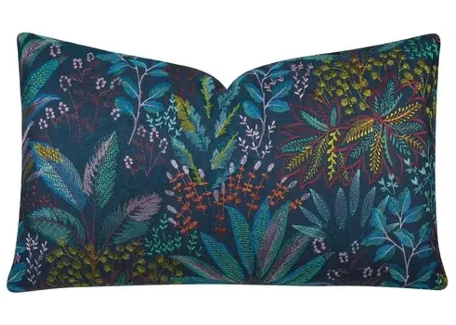 Botany 13x22 Embroidered Lumbar Pillow - Dusk Blue