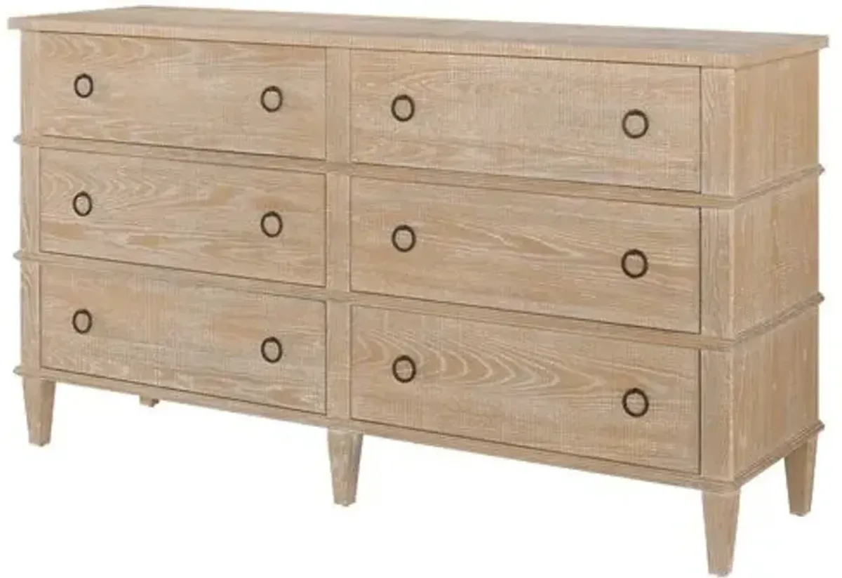 Makena 6-Drawer Dresser - Natural Oak - Beige