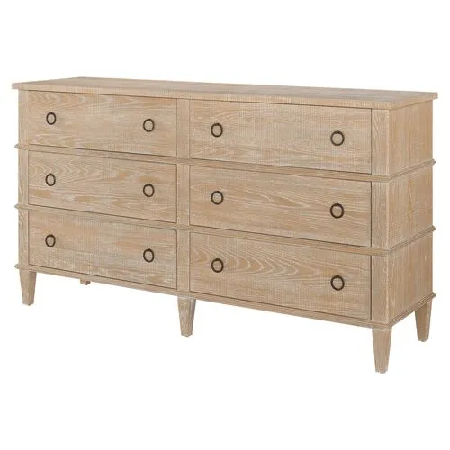 Makena 6-Drawer Dresser - Natural Oak - Beige