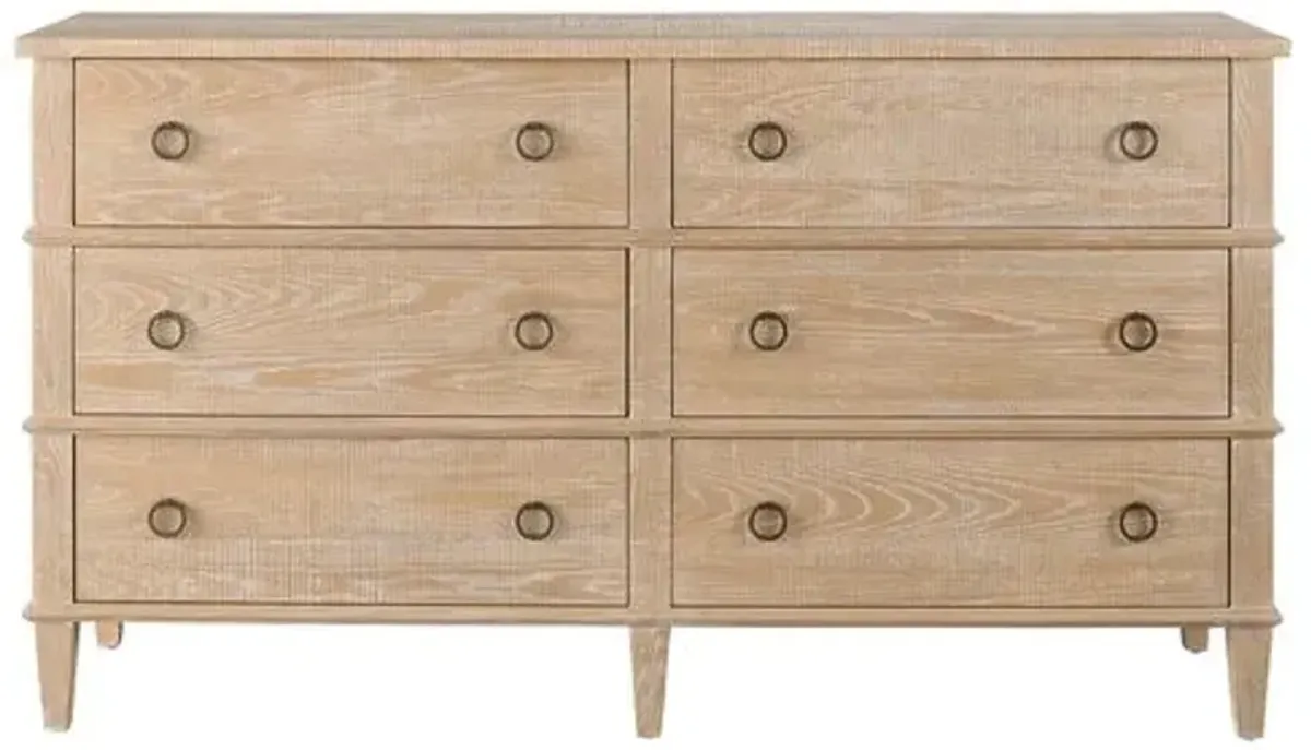 Makena 6-Drawer Dresser - Natural Oak - Beige