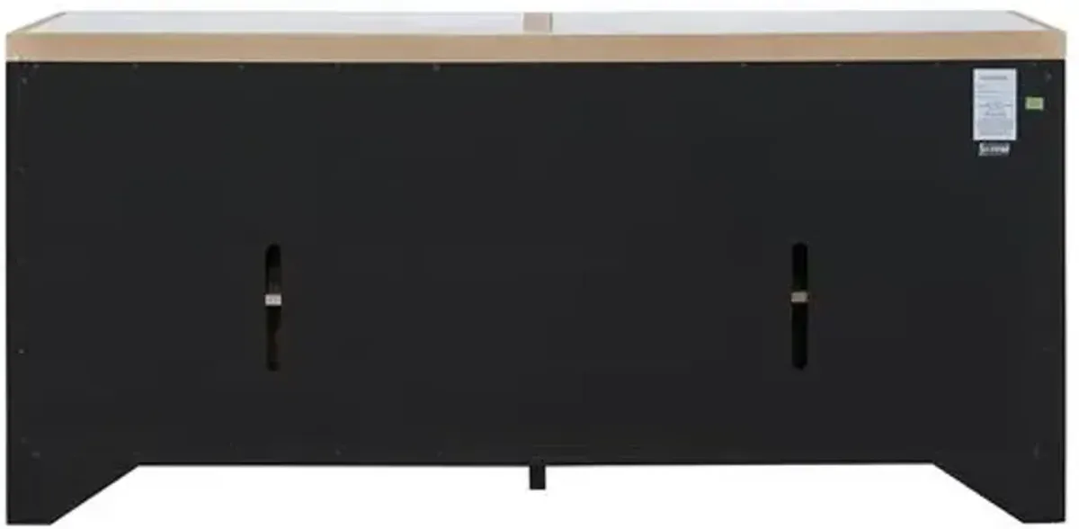 Makena Credenza - Natural Oak/White Stone Top - Brown