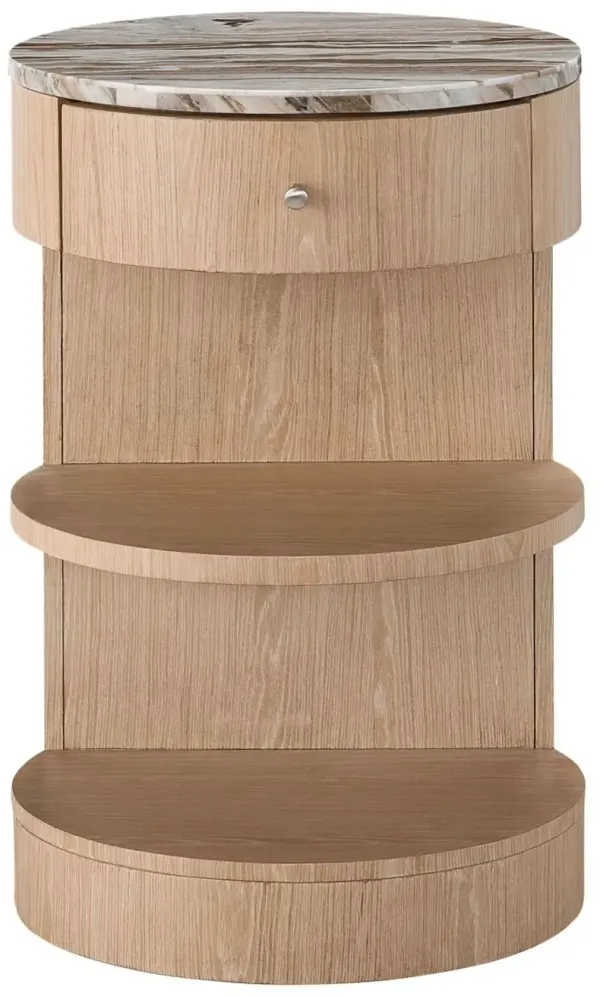 Avani Marble Top Nightstand, Natural Oak