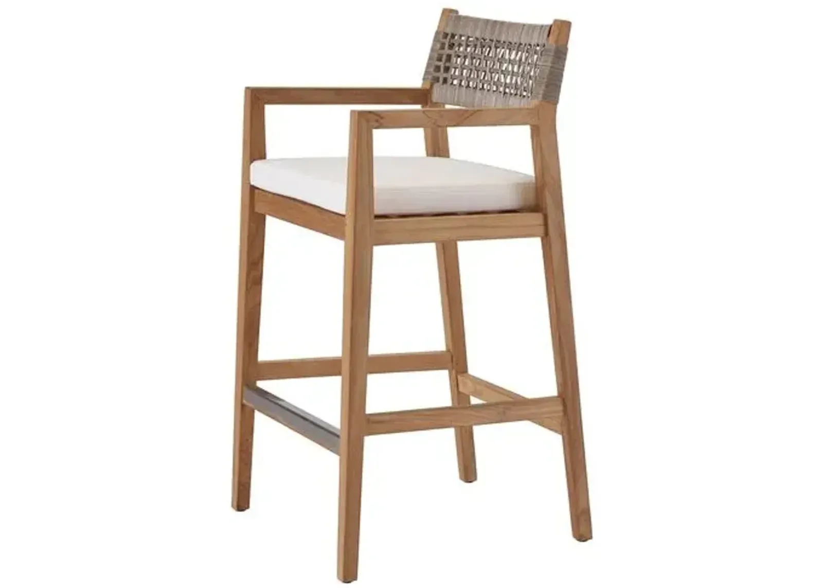 Coastal Living Emerson Outdoor Bar Stool - Natural Teak - Brown