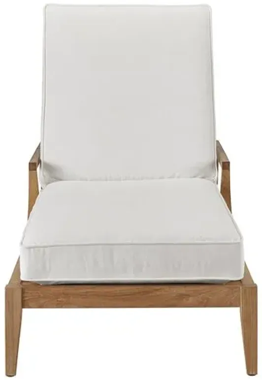 Coastal Living Emerson Outdoor Chase Lounge - Natural Teak/White - Brown