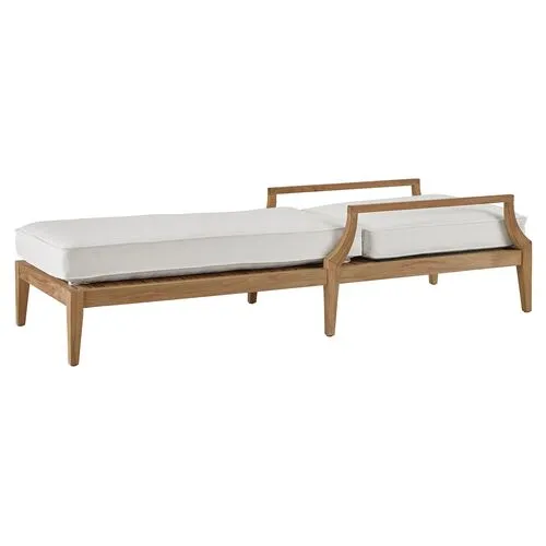 Coastal Living Emerson Outdoor Chase Lounge - Natural Teak/White - Brown