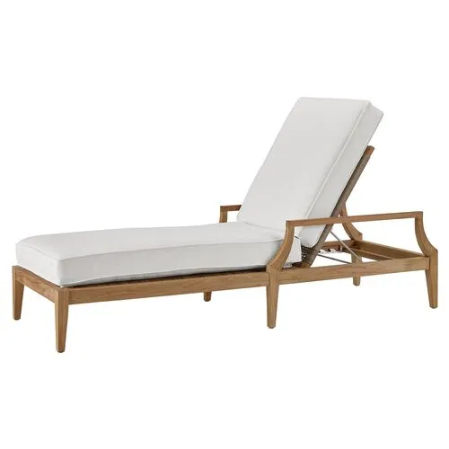 Coastal Living Emerson Outdoor Chase Lounge - Natural Teak/White - Brown