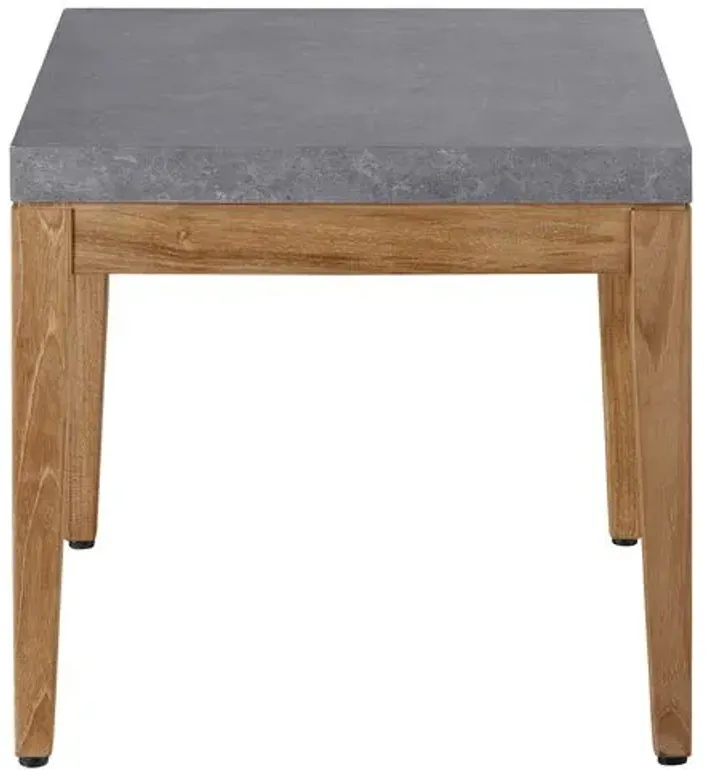 Coastal Living Emerson Outdoor End Table - Gray Stone/Natural Teak - Brown