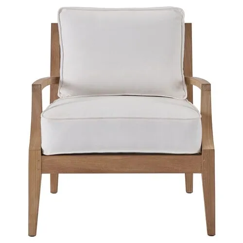 Coastal Living Emerson Outdoor Lounge Chair - Natural Teak/White - Brown