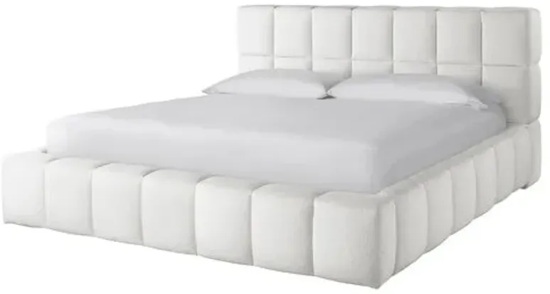 Avani Upholstered Platform Bed - White Boucle, Upholstered