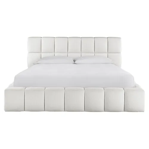 Avani Upholstered Platform Bed - White Boucle, Upholstered