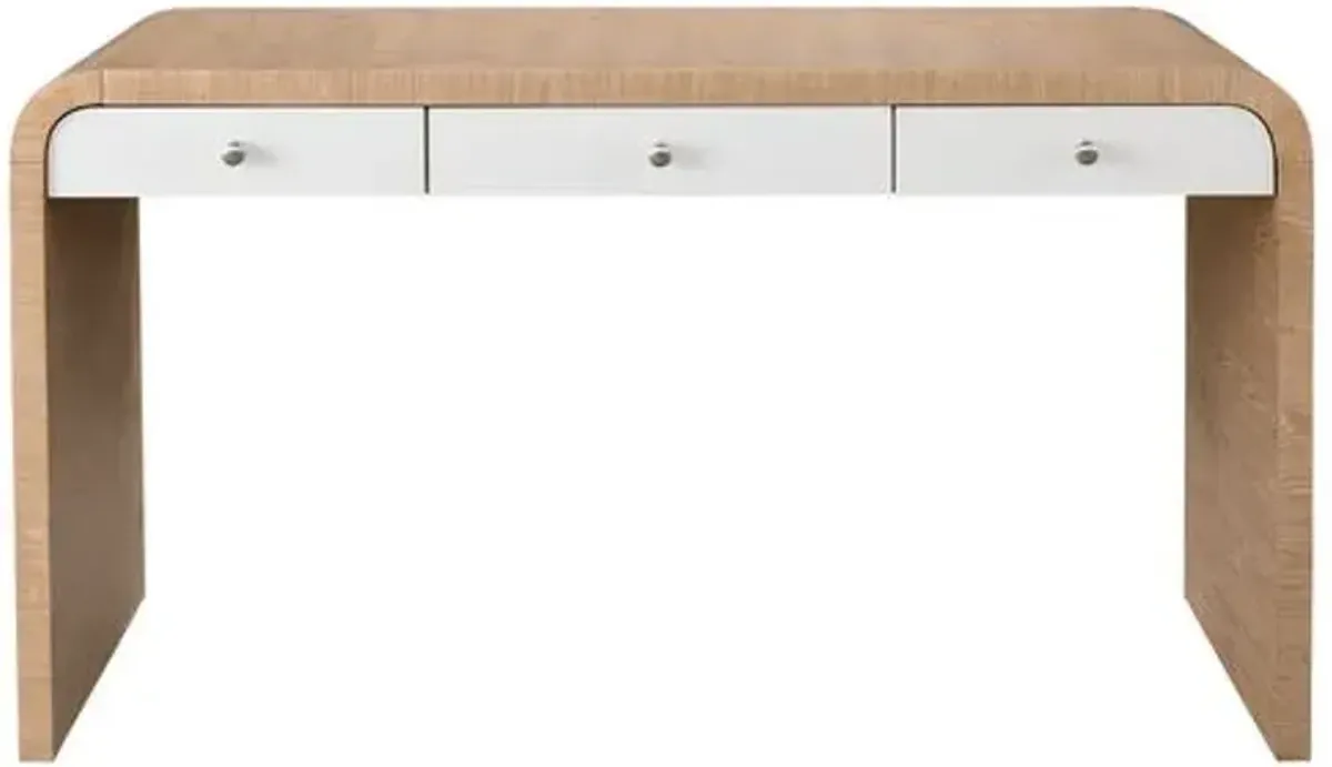 Avani Waterfall Desk - Natural/White - Beige