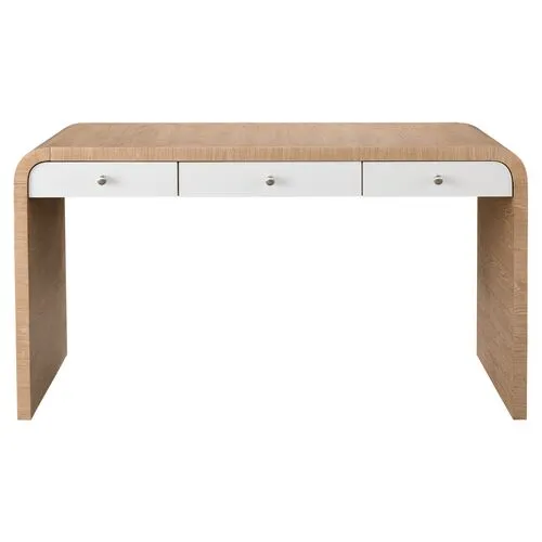 Avani Waterfall Desk - Natural/White - Beige