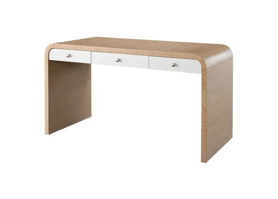 Avani Waterfall Desk - Natural/White - Beige