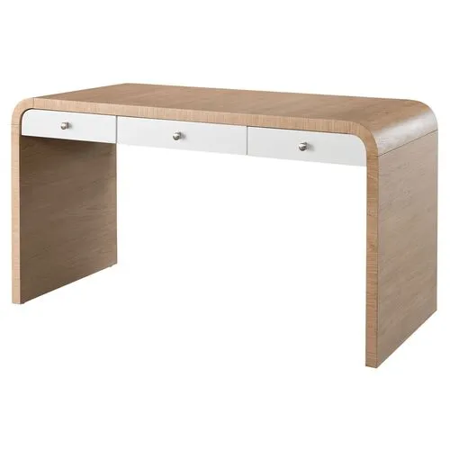 Avani Waterfall Desk - Natural/White - Beige