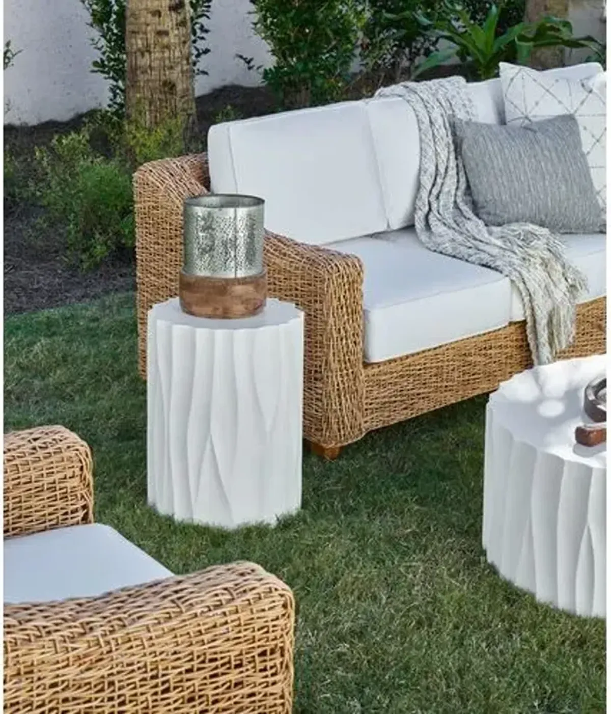 Coastal Living Vilano Outdoor Concrete End Table Table - White