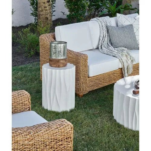 Coastal Living Vilano Outdoor Concrete End Table Table - White