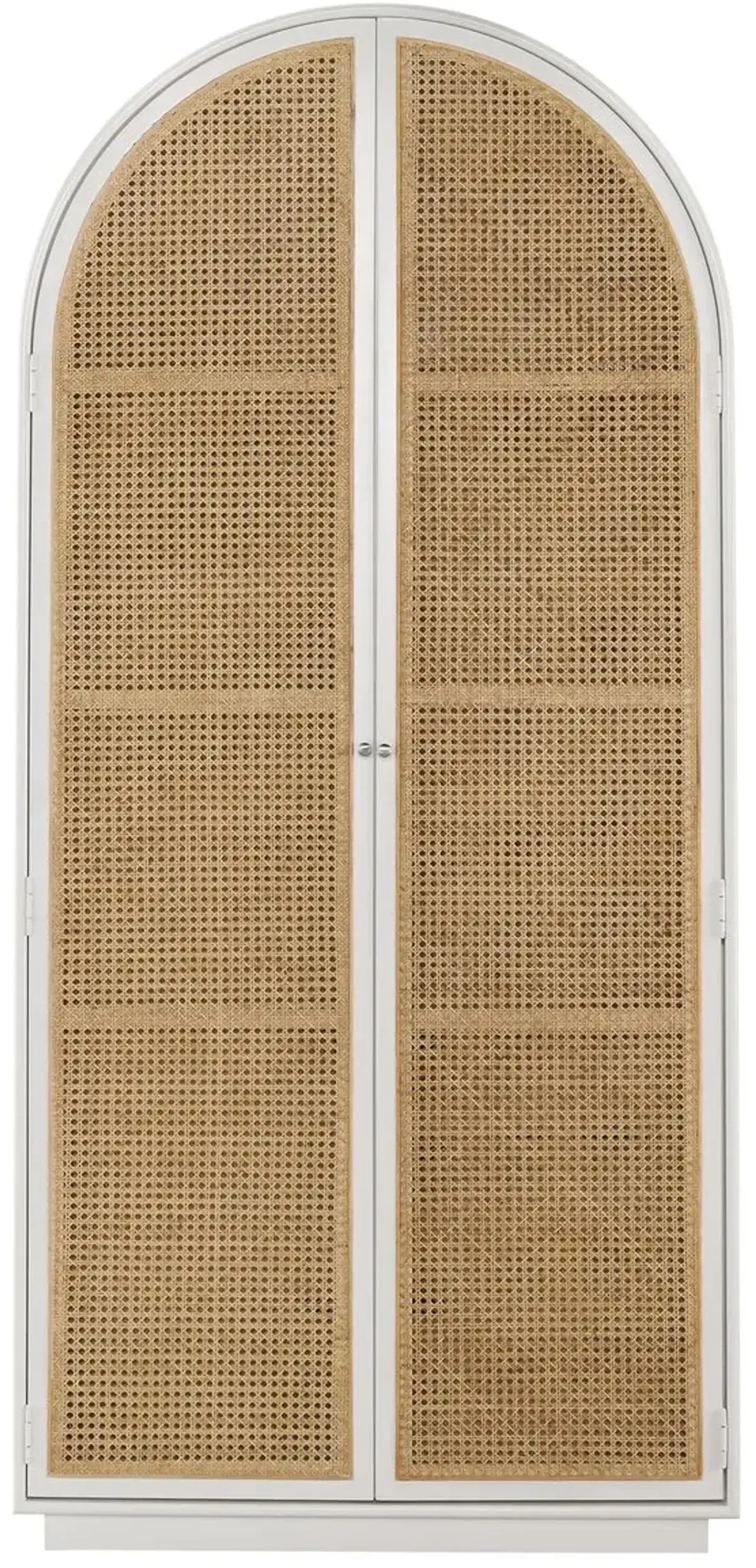Avani Arched Cabinet, Natural Cane/White