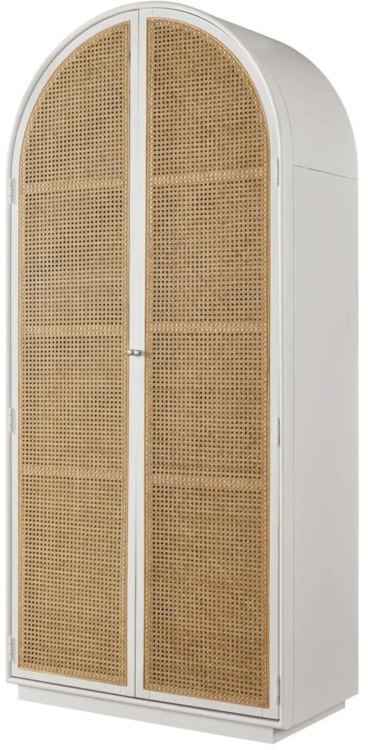 Avani Arched Cabinet, Natural Cane/White