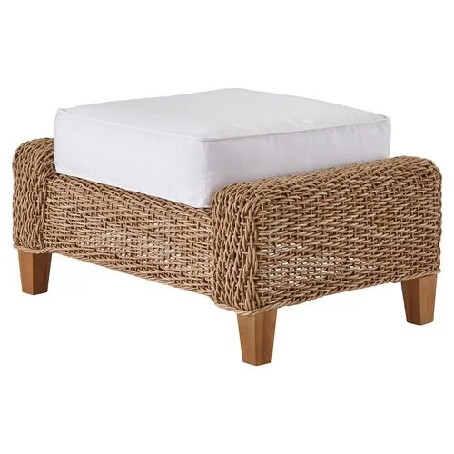 Coastal Living Keoni Outdoor Ottoman - Natural/White - Beige