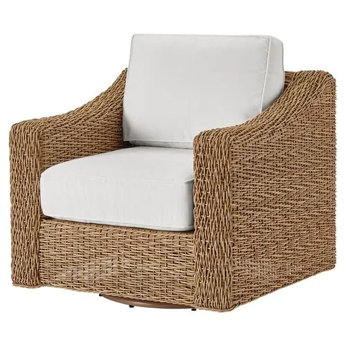 Coastal Living Keoni Outdoor Swivel Chair - Natural/White