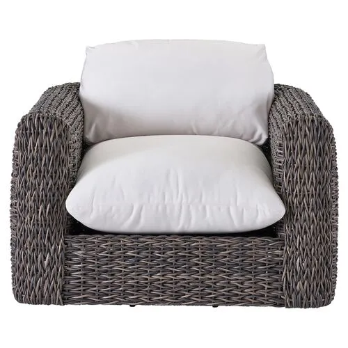 Coastal Living Kazemi Outdoor Wicker Lounge Chair - Brown/White