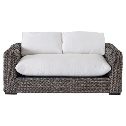 Coastal Living Kazemi Outdoor Wicker Loveseat - Brown/White