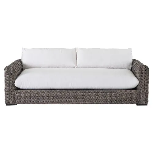 Coastal Living Kazemi Outdoor Wicker Sofa - Brown/White