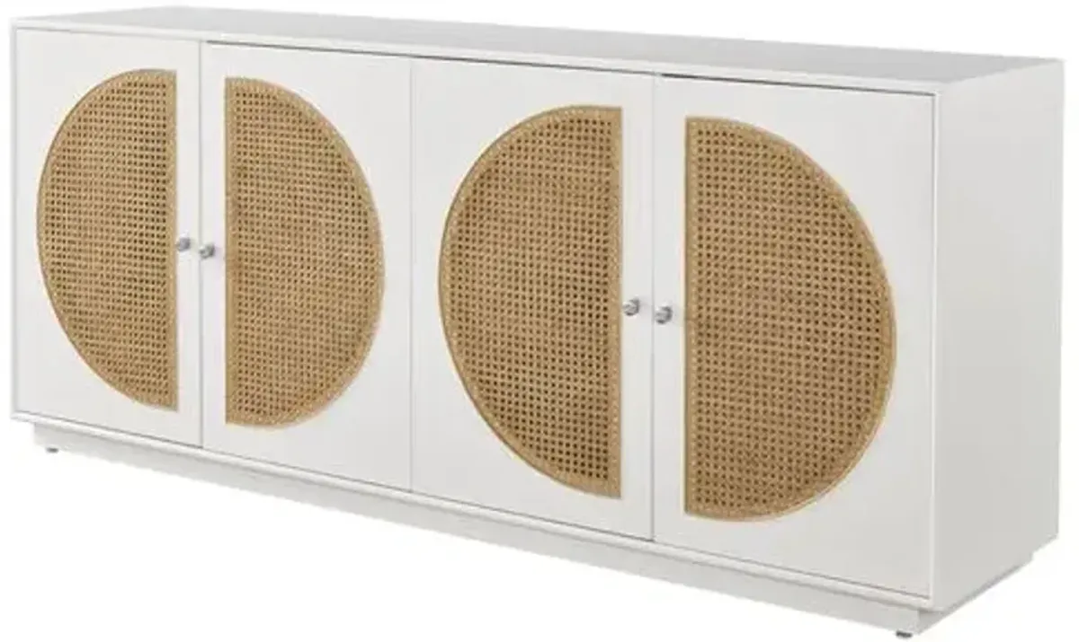 Avani Cane Credenza - White/Natural